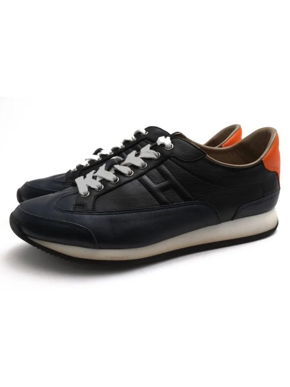 Hermes Sneakers Low Cut Leather Black Goal Low Trainers Logo